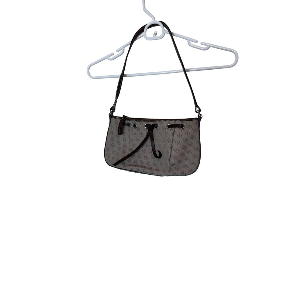 Dooney & Bourke Shoulder Bag Womens Small‎ Brown Canvas Leather Purse Monogram